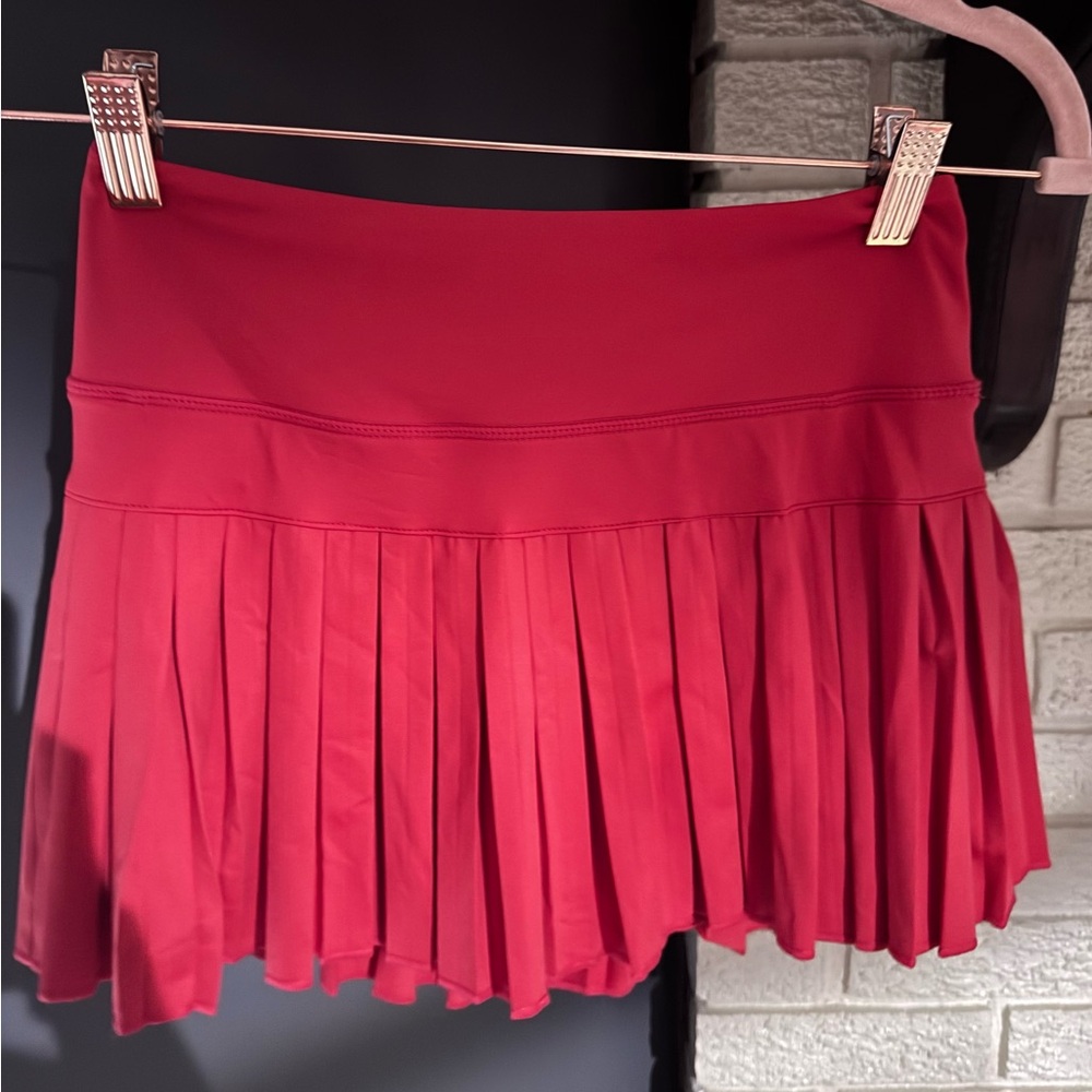 Red Pleated Women's Skirt